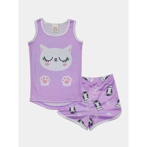 Purple and White Pajama Set with Playful Animal Design